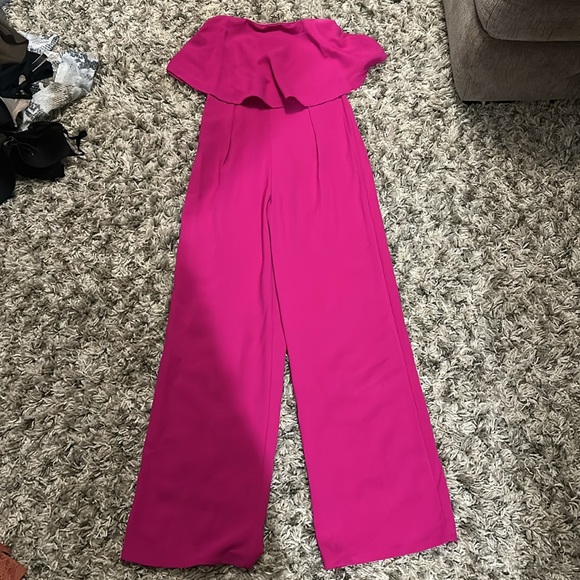 Sugar Lips Fuchsia Strapless Jumpsuit size Small - Picture 1 of 7